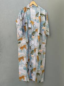 Bata Kimono de Algodón con Estampado de Aves, Estilo Boho, Kaftán para Festivales, Ropa Elegante para Estar en Casa - Product Image 4