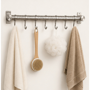 Stainless Steel Wall Mounted Kitchen Utensil Rack with Sliding S-<b>Hooks</b> Multipurpose Rail Organizer for Pots Pans Spatulas - Product Image 4