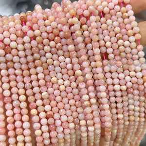 Cuentas de ópalo rosa, piedras preciosas naturales, cuentas redondas de ópalo en hilo para la fabricación de joyas y manualidades DIY. - Product Image 1