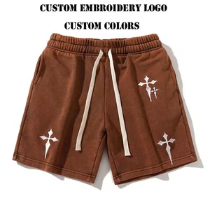 Shorts respirants en coton vintage délavé à l'acide, style hip-hop, teints en pièce, en molleton bouclette, sur mesure pour homme, collection été 2026 - Product Image 6
