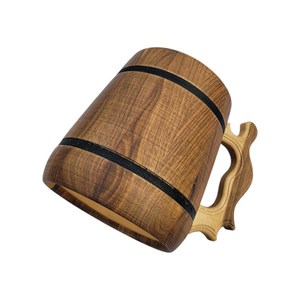 Ensemble de 2 mugs à bière en bois de noyer avec insert en acier inoxydable, fait main, cadeau premium pour homme - Product Image 6