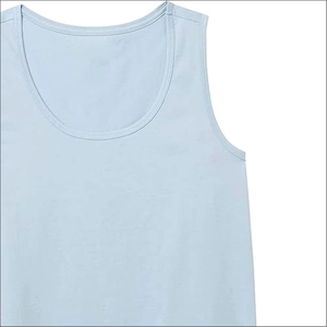 Women's Scoop <b>Neck</b> <b>Tank</b> <b>Tops</b> Solid Color Breathable Knitted Polyester Casual Wear Light Blue and Dark Green - Product Image 4