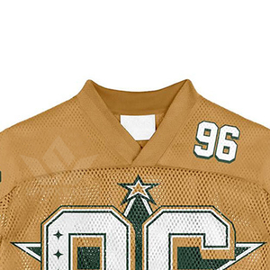 Custom Men's Gold Mesh Football Jersey Number 96 V-Neck Short Sleeve Breathable American Football Apparel Adult Size - Product Image 6