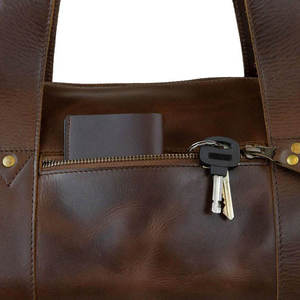 Sac de voyage en cuir de luxe pour homme, grand format, très résistant, style classique, pour le week-end, marron foncé, style sport, en tissu - Product Image 2