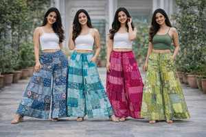 Pantalon Palazzo en Rayonne Patchwork Super Vente, 100% Rayonne, Personnalisé, Doux, Style Pêcheur, Unisexe, Bohème, pour Bureau et Été - Product Image 6