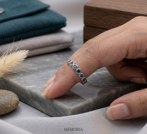 Bague d'éternité pour femme en argent sterling 925 faite à la main de luxe classique saphir bleu naturel bijoux en pierres précieuses - Product Image 6