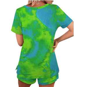 Ensemble femme tendance de haute qualité, coloré, style tie-dye, léger, coupe décontractée, tissu doux, confortable, pour l'été - Product Image 2