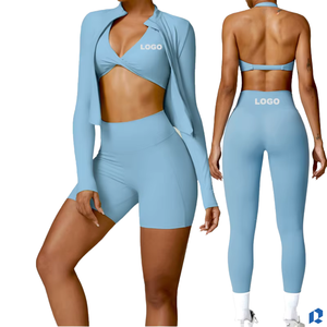 Women's Simple High Support <b>Racerback</b> Plaid Sports <b>Bra</b> Set Spandex Polyester Gym Yoga Fitness Front Custom Color Logo Wholesale - Product Image 1