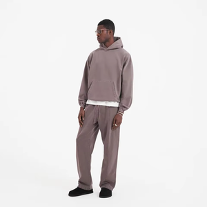 Custom Logo Winter Casual Knitted Track Suits French Terry Hoodie Set Mens <b>Blank</b> Heavy <b>Weight</b> Thick Fleece Cotton Oversized - Product Image 4