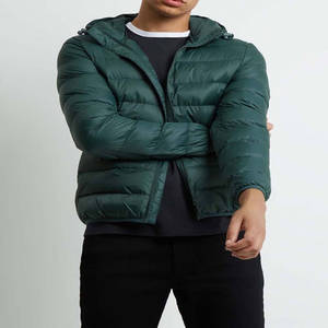 <b>Men</b> Puffer <b>Jacket</b> Maroon Color Full Sleeve Stand Collar Hooded Custom Design Front Waterproof - Product Image 3