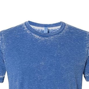 เสื้อยืดคอกลมแขนสั้นผู้ชาย สีน้ำเงินฟอก ผ้าฝ้าย 100% ทรงปกติ สวมใส่สบาย พิมพ์ลายโลโก้ด้านหน้าด้วยเทคนิคซิลค์สกรีน - Product Image 3
