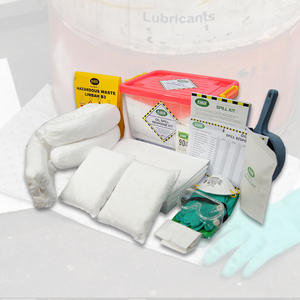 SABER Oil Spill Response Kit Clear Box with Red Lid 45 Liter Absorbent Pads Emergency Kit - Product Image 2