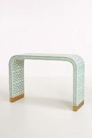 Table console sophistiquée en os incrusté, mosaïque artisanale, meuble d'appoint pour entrée, couloir, hall d'entrée, salon, intérieur de luxe