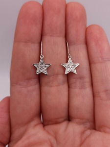 Pendientes Colgantes de Estrella con Diamantes Cultivados en Laboratorio de Oro de 14K, Forma Redonda, Joyería Elegante Minimalista para Mujer, Regalo para Fiestas y Eventos - Product Image 3