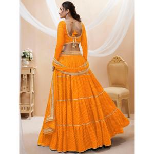 Lehenga choli ชุด georgette haldi พิมพ์ลาย lehenga - Product Image 4