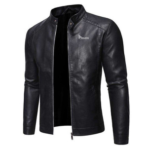 High Street Men's Gothic Biker <b>Jacket</b> <b>Punk</b> Leather Winter Eco-friendly Solid Zipper Silver Skull Cross Hardware Slim Fit Stand - Product Image 1