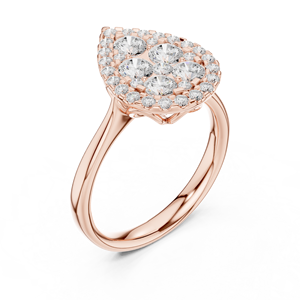 Elegante anillo de moissanita con corte redondo y racimo de perlas con halo, banda de plata de ley chapada en oro rosa de 14 quilates para ella. - Product Image 3