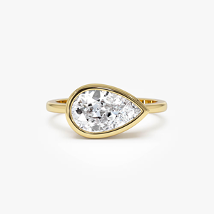 Anillo de compromiso de lujo con diamante de 1.5 quilates talla pera, engaste de bisel en oro amarillo, joyería fina clásica para mujer - Product Image 5