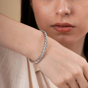 Pulsera de tenis de lujo con 50 diamantes redondos brillantes cultivados en laboratorio, certificados por IGI, en oro de 14K, elegante joya para bodas y fiestas. - Product Image 6