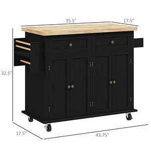 Carrello da Cucina Rotante in Metallo Nero Effetto Invecchiato con Porta Spezie e Piano in Truciolato Resistente - Product Image 3