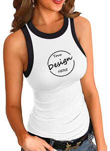 Custom Print Plain Ringer Women Push Bra Corset Tank Tops Summer Sleeveless Slim Knit Ribbed Racerback Blouses Breathable - Product Image 6