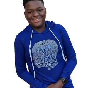 Sweat à capuche bleu Jack and Jill avec motif nuage de mots, sweat à capuche Dri Fit pour hommes et adolescents, sweat à capuche confortable pour une utilisation décontractée - Product Image 3