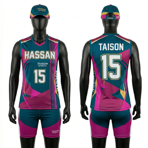 Uniforme de Voleibol para Hombre, 180 GSM, Poliéster Premium Interlock, Panel Rosa, Azul Marino y Dorado, Logotipo Personalizado por Sublimación - Product Image 5