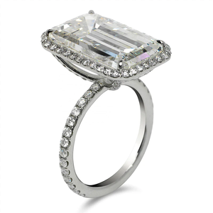 Premium <b>Silver</b> <b>Emerald</b> Cut Moissanite Hip Hop <b>Ring</b> Channel Setting Classic Luxury Fine Jewelry for Wedding Anniversary - Product Image 1