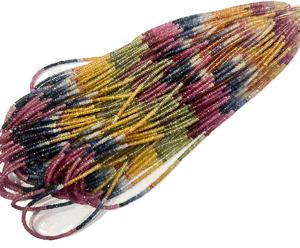 Perles Rondelle à Facettes Multi Saphir Naturel de 16 Pouces de Long Perles de Pierre de 3mm - Product Image 3