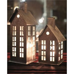 Portavelas de Metal Rústico Hecho a Mano, Farol Colgante para Velas de Té, Portavelas Votivo de Hierro Vintage con Forma de Casa de Pájaros para Decoración del Hogar y Jardín - Product Image 4