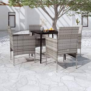 <b>Grey</b> Rattan Garden Dining Set 4 Seater Weather Resistant Outdoor Furniture Contemporary Style Steel <b>Frame</b> - Product Image 1