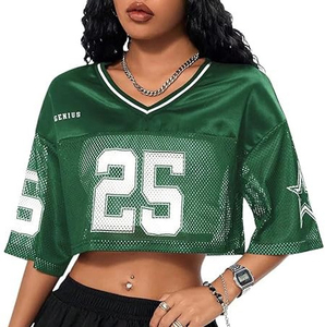 Custom Crop <b>Tops</b> Unisex Plus Size Breathable Moisture-Wicking Quick Dry Football Shirt Polyester Mesh Retro American Football - Product Image 1
