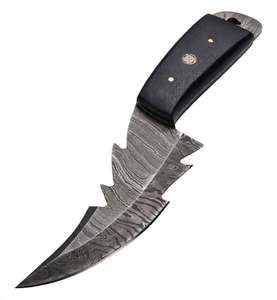 Cuchillo utilitario artesanal de acero de Damasco con mango de hueso negro, herramienta de hoja fija para coleccionistas - Product Image 3