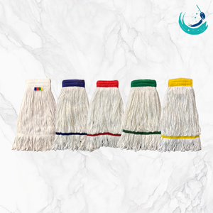 KSR High Quality Cotton Bleach White Yarn Kentucky <b>Mop</b> Heads with 2" Colour Top Band for Floor <b>Cleaning</b> System Looped End - Product Image 2