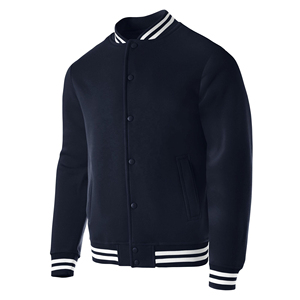 <b>Mens</b> Premium Varsity Jacket Soft Cotton Blend <b>Long</b> Sleeve Button Front Casual Fashion <b>Coat</b> Rib Hem Custom Production OEM ODM - Product Image 2