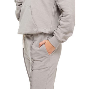 Зимняя коллекция: повседневный однотонный спортивный костюм для женщин, с длинным рукавом, теплый, больших размеров, с логотипом, однотонный, унисекс, на заказ, с возможностью выбора цвета - Product Image 4