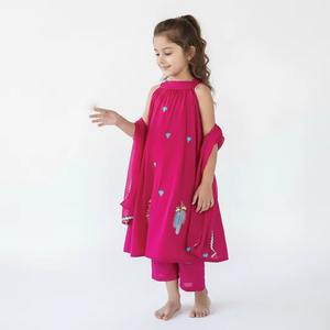 ชุดทูนิคผ้าคอตตอนมัลมัลมัลมัลมัลมัลมัลมัลลูกแพร์ปักลายสำหรับเด็กสีชมพูอมม่วงแดง - Product Image 3