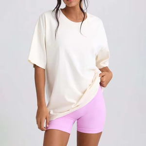 T-shirt ample à col rond et manches courtes pour femme, couleur unie, 100% coton, décontracté, mode estivale, t-shirts pour femmes - Product Image 3