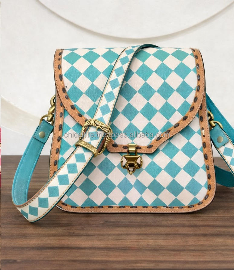 Turquoise & White Checkered