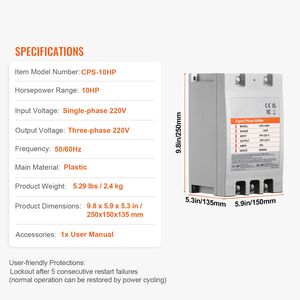 Convertitore Digitale da Monofase a Trifase 10HP 30A 220V per Uso Residenziale e Commerciale Leggero, Inverter e Convertitore con Trasformatore di Fase - Product Image 4