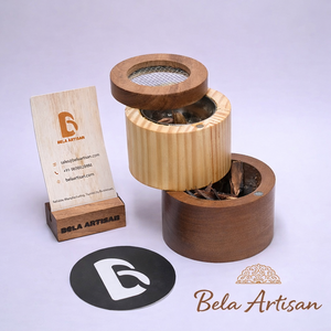 Brûleur d'encens artisanal en bois MDF écologique Bela, diffuseur d'aromathérapie fait main, utilisation toute saison - Product Image 3