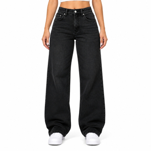 Vaqueros anchos de cintura alta para mujer, pantalones de mezclilla holgados y personalizados, vaqueros casuales de pierna recta para mujer - Product Image 2
