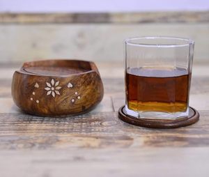 Handcrafted Wooden Coaster <b>Set</b> with Holder <b>Round</b> Wooden Drink Coasters <b>for</b> Coffee <b>Table</b> <b>Dining</b> <b>Table</b> Home Decor (<b>Set</b> of 6) - Product Image 3