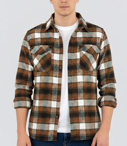 Camisas de Franela para Hombre con Logotipo OEM Personalizado Directo de Fábrica al por Mayor, Chaqueta a Cuadros Casual con Botones, Camisa de Manga Larga con Bolsillos - Product Image 6