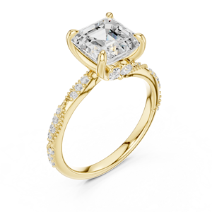 Anillo de Oro Amarillo de 14K de Diseño de Alta Gama Más Vendido con Diamante Solitario Cultivado en Laboratorio de Corte Asscher con Engaste de Puntas para Boda - Product Image 4
