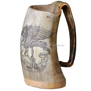 Tazas de cuerno de búfalo de la mejor calidad, taza de cuerno vikingo de India con cuernos para beber, artesanía de media luna - Product Image 1