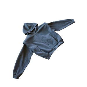 Ensemble de survêtement à capuche en coton grande taille avec logo personnalisé pour hommes, boxy court à capuche zippée, pantalon de survêtement évasé, respirant, sueur en gros - Product Image 2