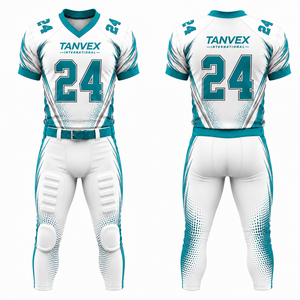 Ensemble uniforme de football américain TANVEX INTERNATIONAL pour homme – Col en V, manches courtes, imprimé par transfert thermique, écologique, anti-humidité - Product Image 2