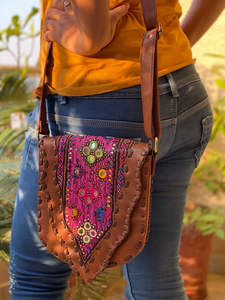 Sacs à main Banjara Vintage en cuir pour femmes, sacoche brodée ethnique, sac à bandoulière Vintage - Product Image 6