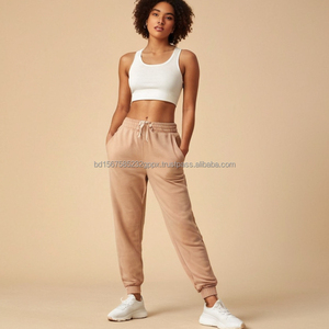 Pantalon de jogging décontracté en coton pour filles, sur mesure, motif uni, en tissu tricoté, taille élastique avec cordon de serrage - Product Image 5